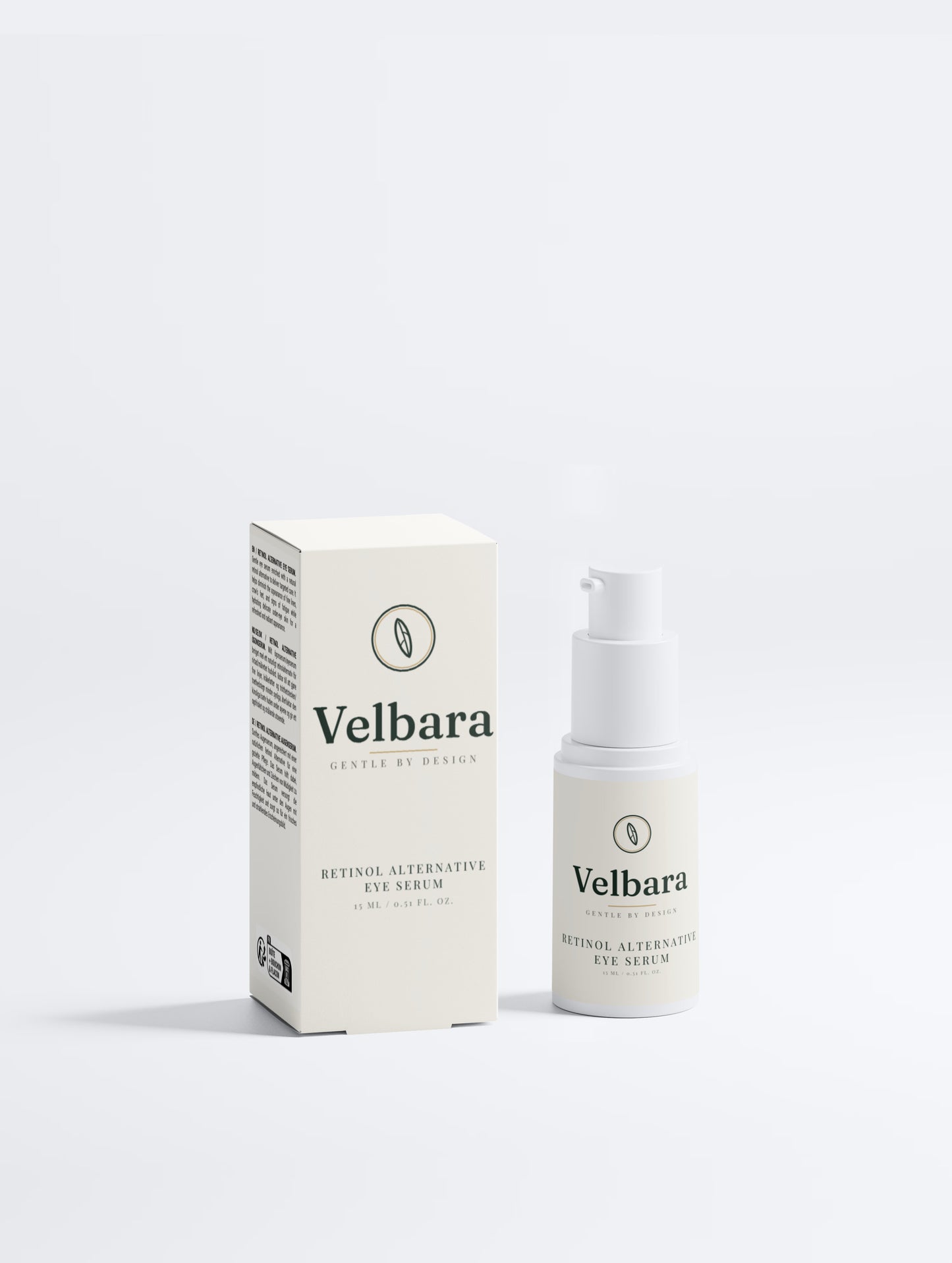 Velbara Retinol Alternative Eye Serum box and bottle side by side