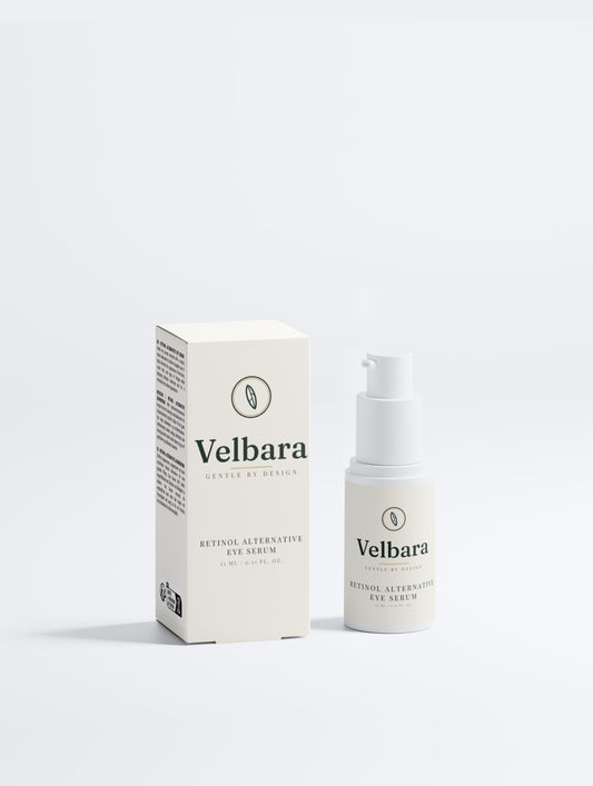 Velbara Retinol Alternative Eye Serum box and bottle side by side